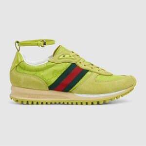 Gucci Lime Green Sneakers with Red and Green Stripes